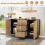 Modernes Merax Sideboard 120x76 cm mit 3 Schubladen, 2 Türen, Holzoptik und schwarzem Rahmen. Viel Stauraum für Wohnzimmer.