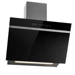 Klarstein Ava 60 Dunstabzugshaube, 60cm, schwarze Wandhaube mit LED-Beleuchtung und Touch-Bedienung.