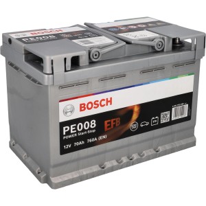 Bosch PowerLine EFB 70Ah Autobatterie für Start-Stopp-Systeme, zuverlässig und leistungsstark.