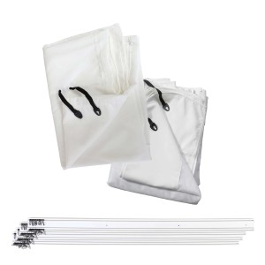 Weiße Seitenwand für MCW Pergola J32 3x4m, inklusive Schienen für Terrassenüberdachung.