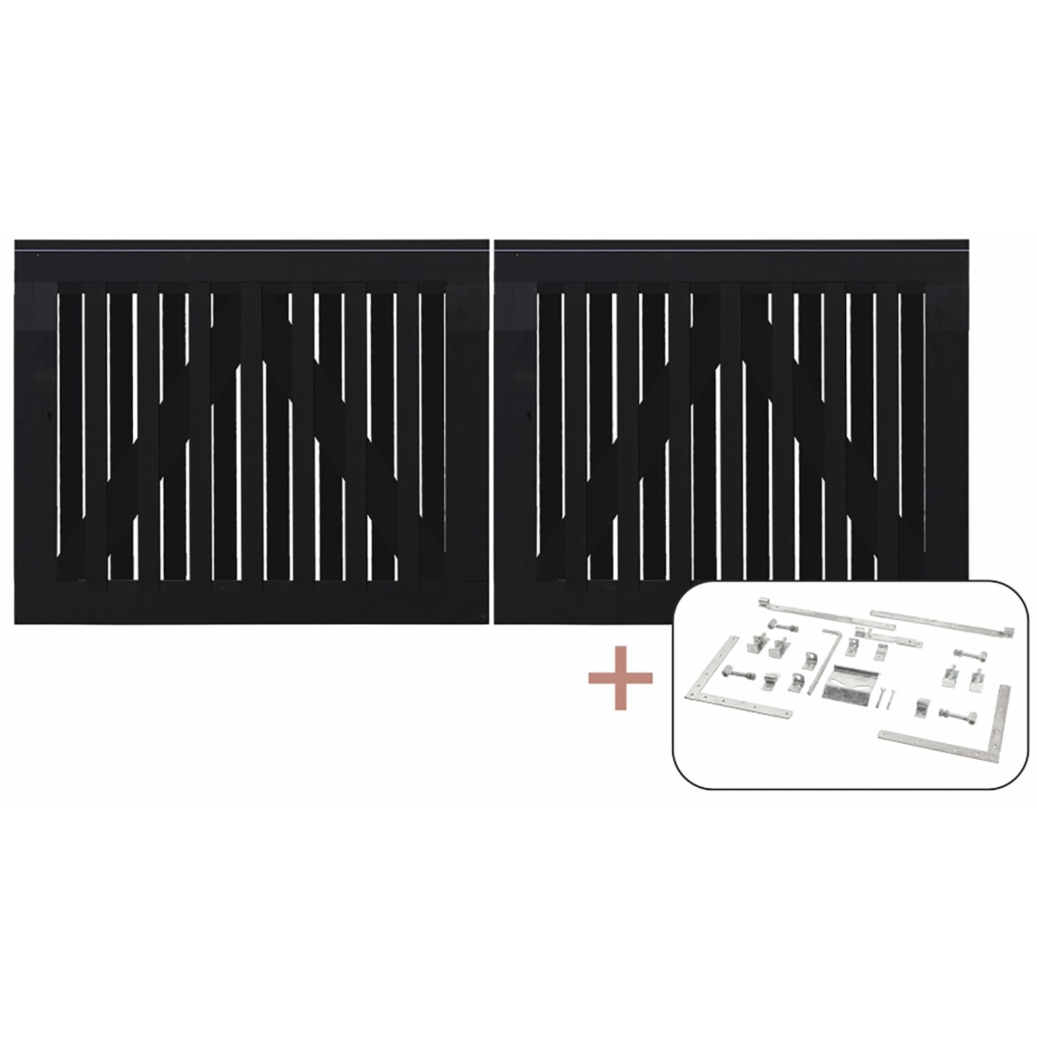 Doppeltor Nagano Nadelholz Schwarz 200 cm x 80 cm günstig online kaufen