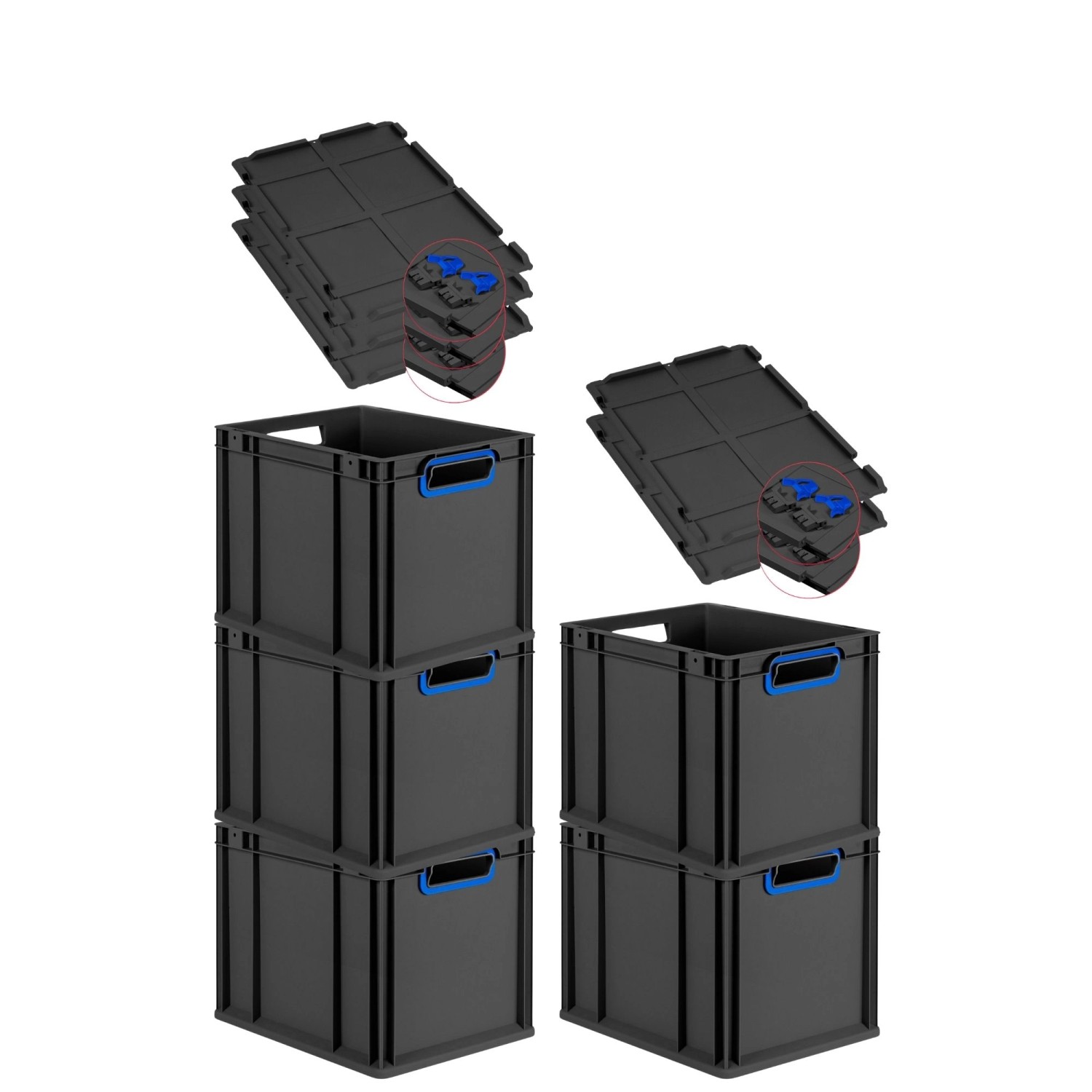 PROREGAL SuperSparSet 5x Eurobox Nextgen Color Mit Scharnierdeckel HxBxT 32 günstig online kaufen