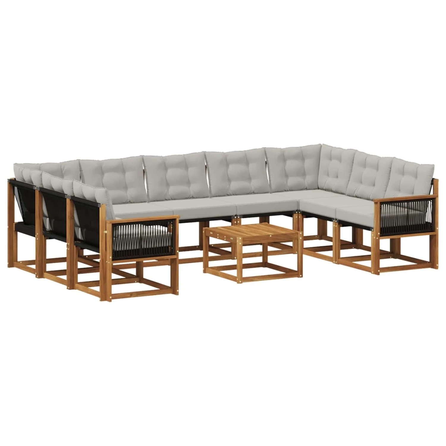 vidaXL Outdoor-Sofagarnitur mit Kissen 10 Stk Natur und Hellgrau 3382223