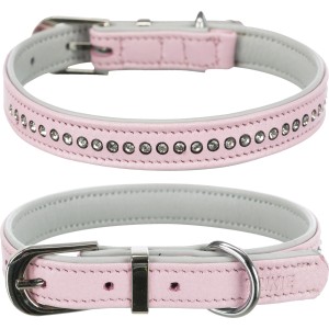 Rosa Trixie Hundehalsband Active Comfort mit Strass, Leder, XXS-XS (17-21cm).