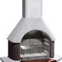 Buschbeck Gartengrillkamin San Remo, weiß-brauner Grillkamin aus Beton mit Grillrost und Holzlager.