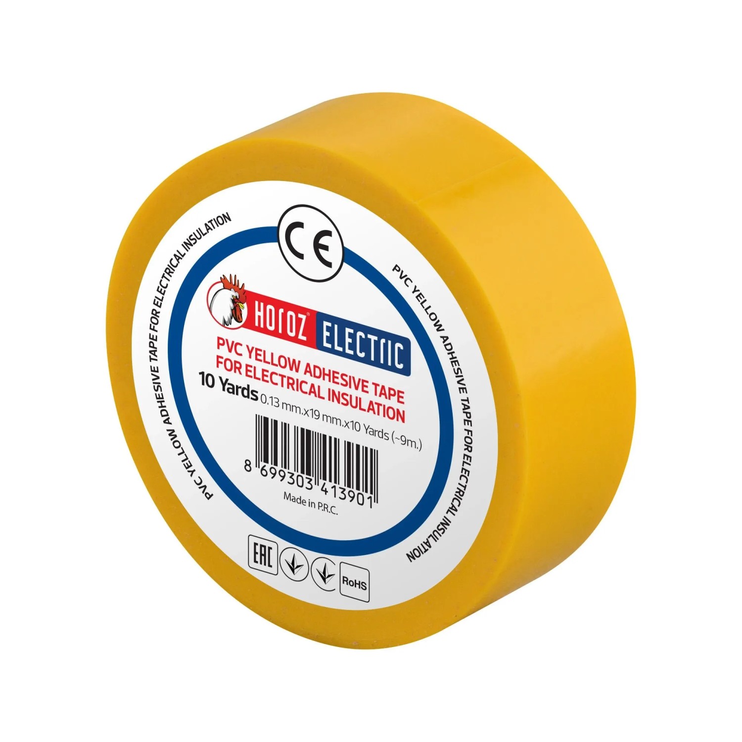 HOROZ Isolierband 19 mm x 9 m PVC Gelb Elektro Isolierklebeband Selbstklebend Stark Haftend 1 Stück