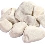 Weißer Marmorkies Carrara, Körnung 40-60 mm, ideal für Gartenwege und Dekoration.