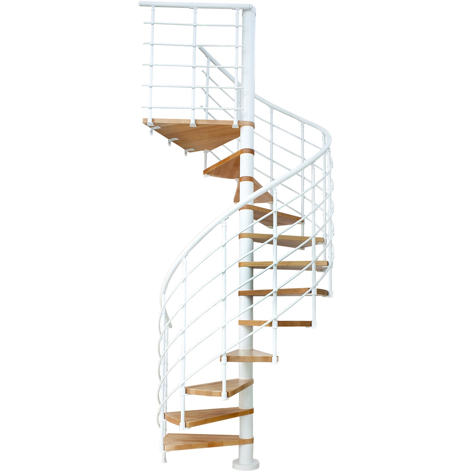 Dolle Spindeltreppe Oslo Ø 140 cm Metallelemente Weiß 13 Stufen Buche FSC® günstig online kaufen