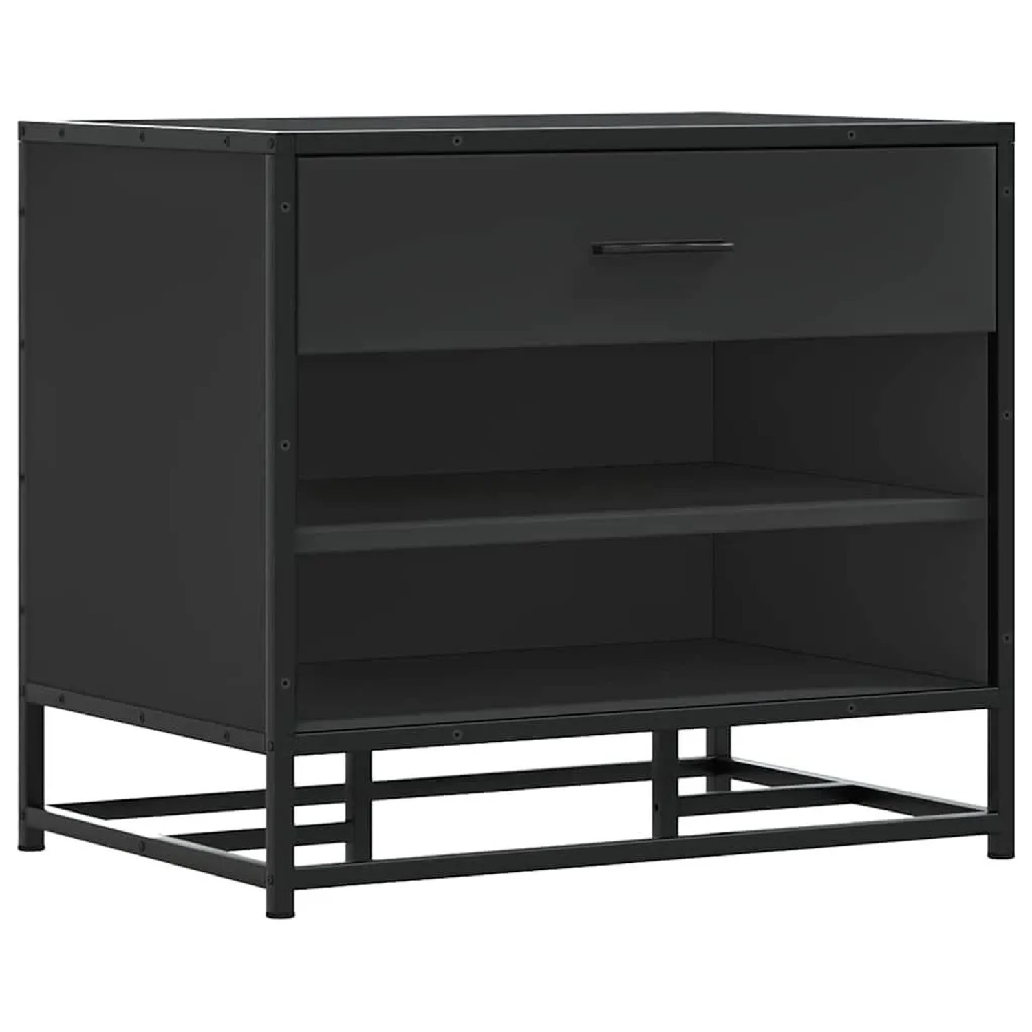 vidaXL Schuhbank Schwarz 60x40x53,5 cm Holzwerkstoff und Metall 849219