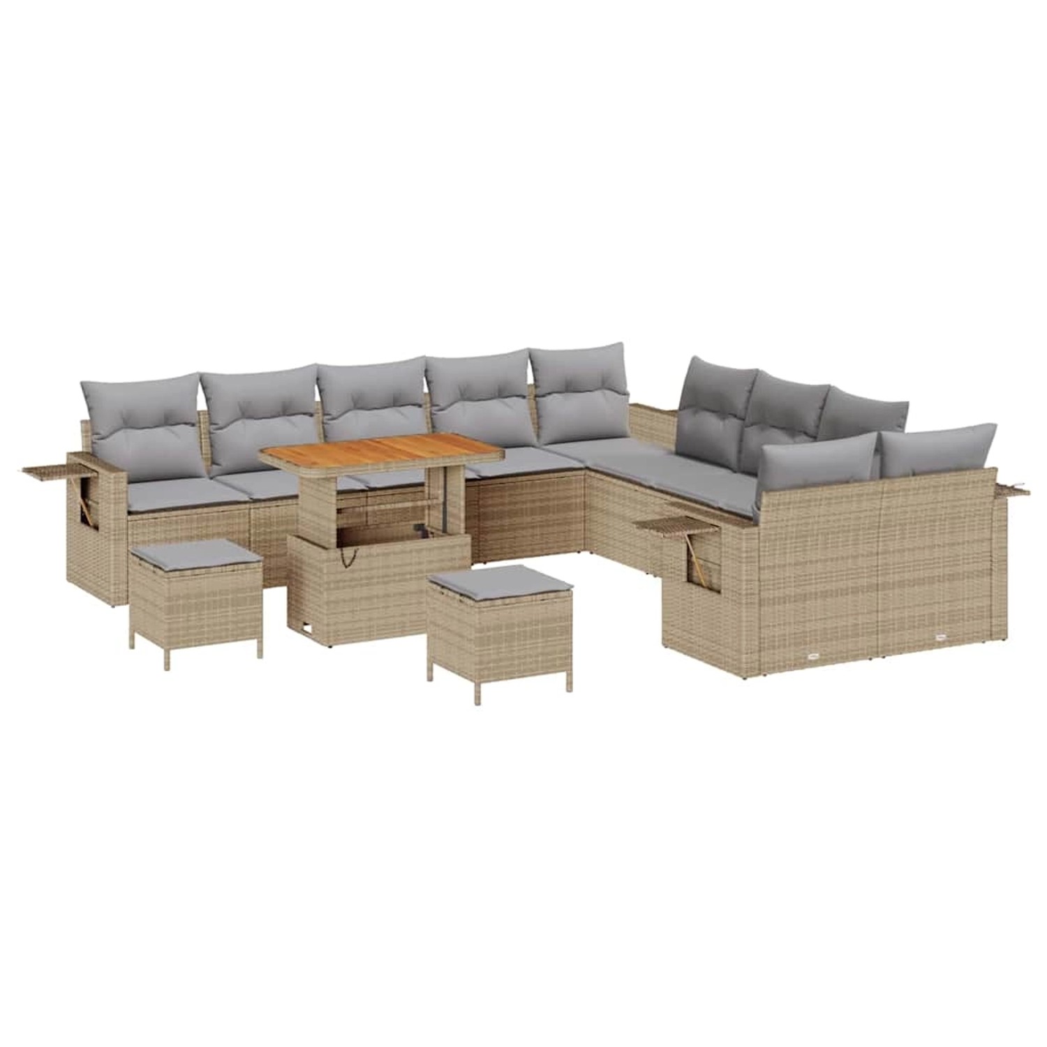 vidaXL Garten-Sofa-Set 13-Tlg Beige Poly Rattan 3361807 günstig online kaufen