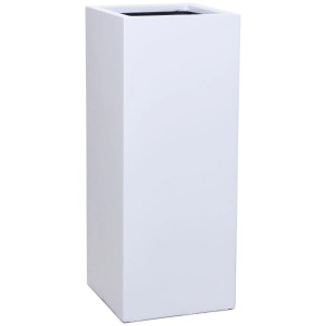 Weißer Vivanno Pflanzkübel Block, 30x30x75 cm, aus Fiberglas für Innen und Außen.