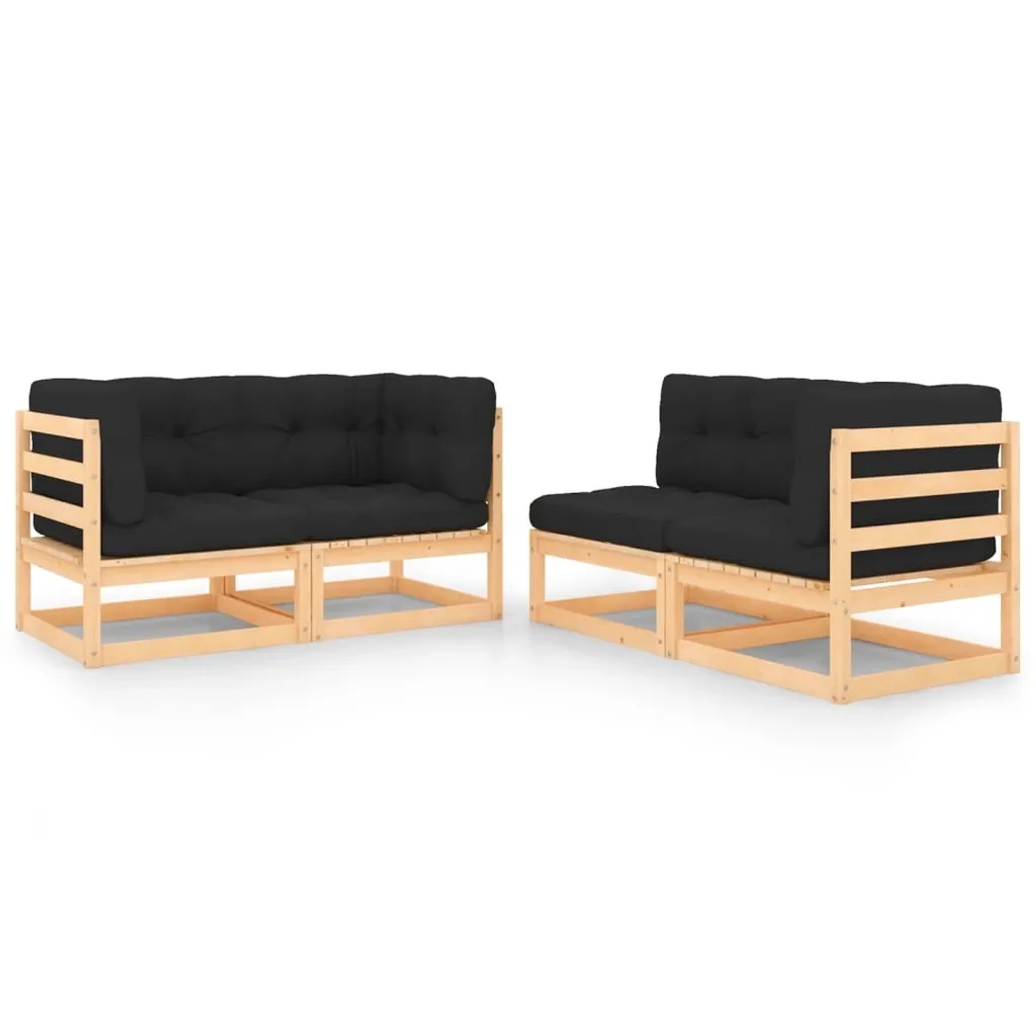 vidaXL 4-Tlg Garten-Lounge-Set mit Kissen Massivholz Kiefer 3083786