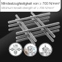 SOTECH Gewindestangen M4x500mm aus Edelstahl A2, vollgewindig, robust. Zeigt Zugfestigkeit, Korrosions- & Stoßbeständigkeit.