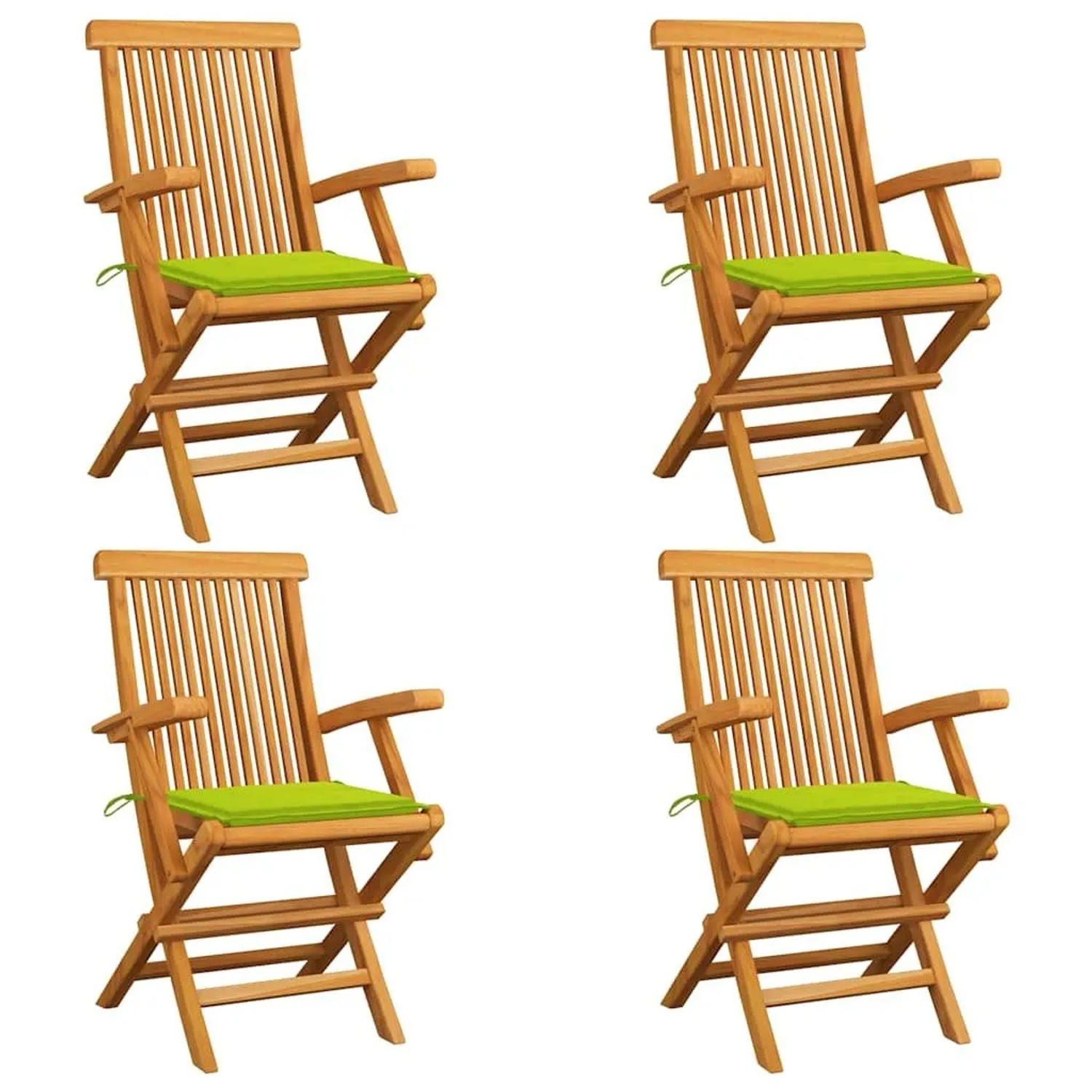 vidaXL Gartenstühle mit Hellgrünen Kissen 4 Stk Massivholz Teak 3065628 günstig online kaufen