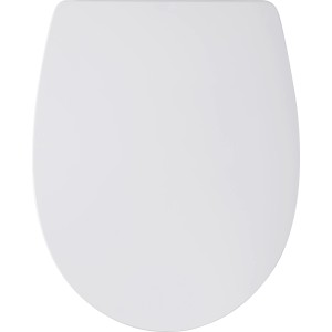 Weißer baliv WC-Sitz Caroni mit Absenkautomatik, ovale Form.