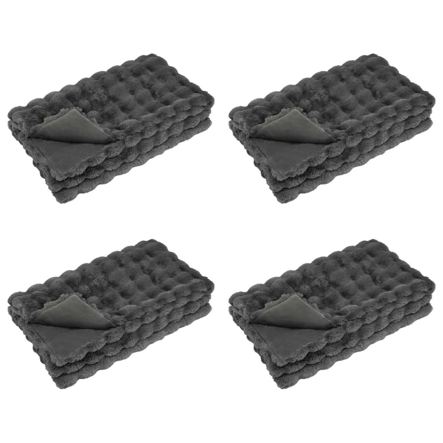 vidaXL Kunstfell Kaninchenfell Decke 4 Stk Dunkelgrau 220 x 240 cm 42021807 günstig online kaufen