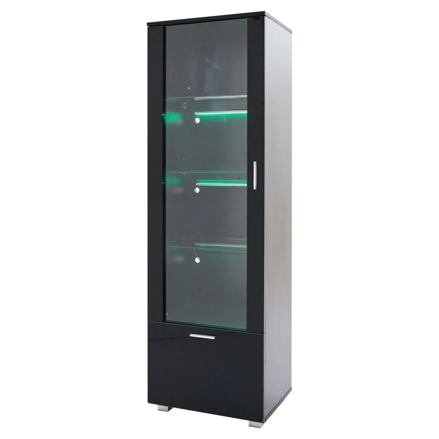 okwish Vitrine mit Acryl Türen LED Beleuchtung Wohnzimmer 40x50x160cm Schwarz