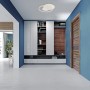 Moderne LED-Deckenleuchte Roderick in Weiß/Chrom im Wohnraum.