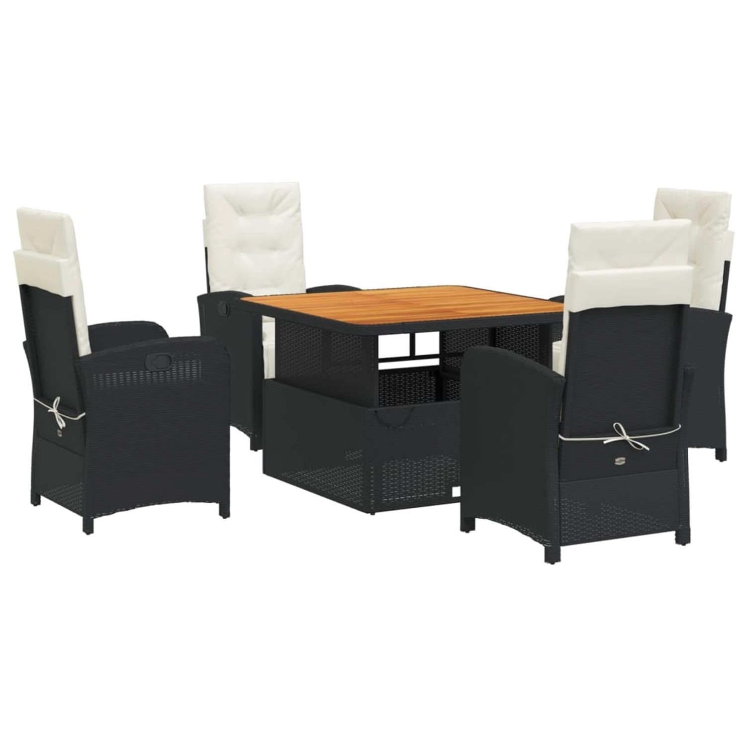 vidaXL 5-Tlg Garten-Essgruppe mit Kissen Schwarz Poly Rattan 3277318