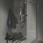 Ideal Standard Duschsystem mit Kopf- und Handbrause in Silber im modernen Bad.