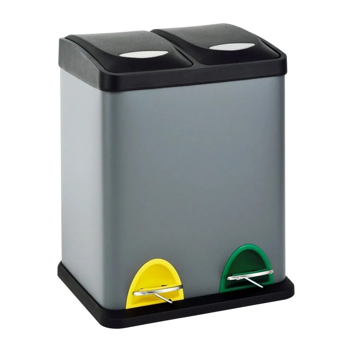 Svita TC2X8 Mülleimer 16 Liter 2x8L Doppelt Kücheneimer Treteimer Grau