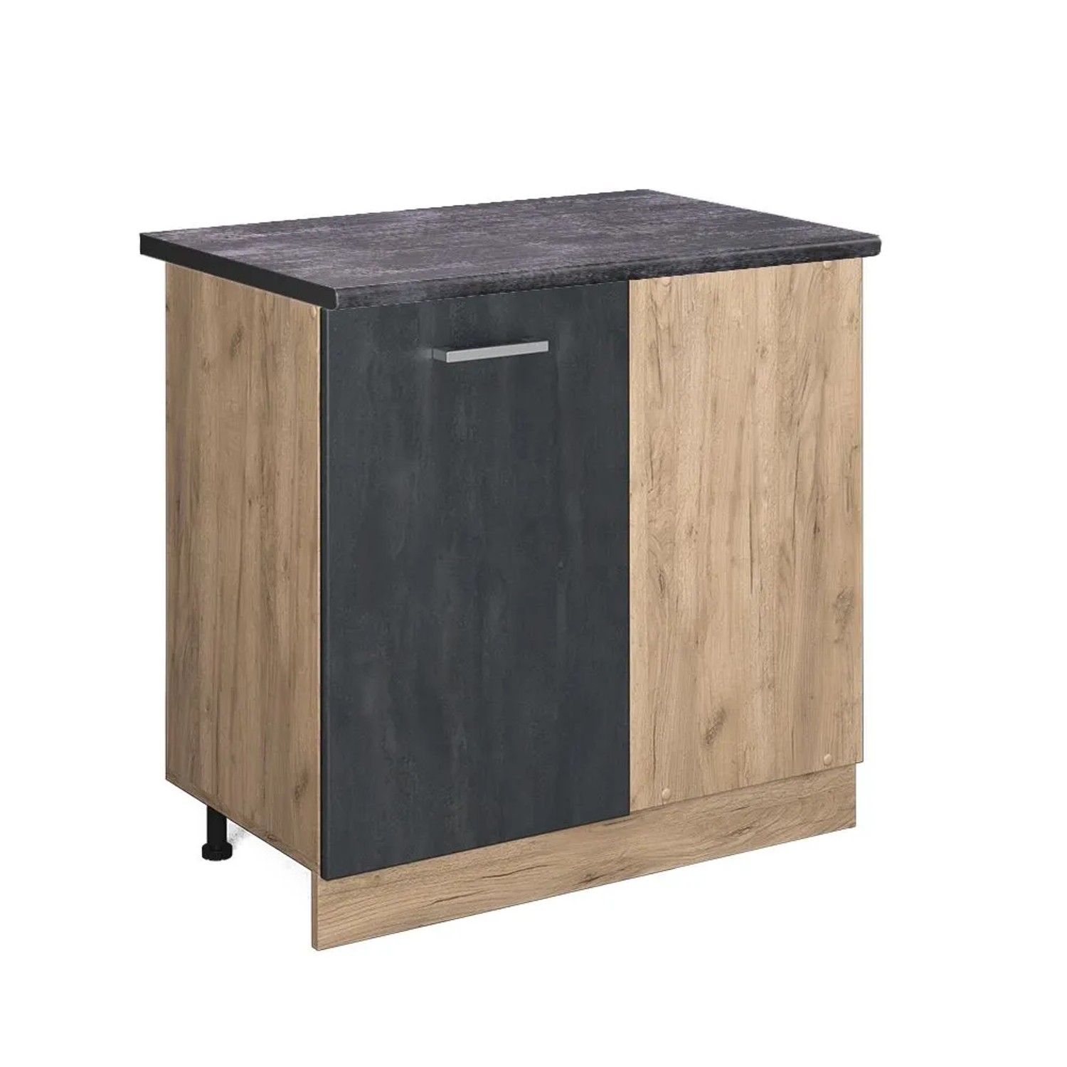 Vicco Eckunterschrank R-Line Schwarz Beton Goldkraft Eiche 86 cm AP Anthrazit