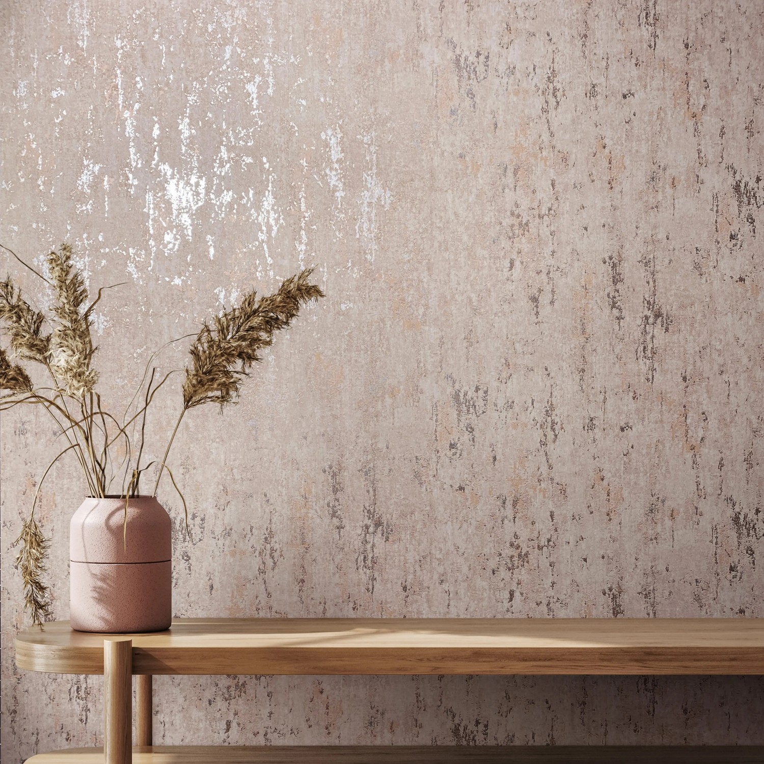 Beige Marburg Vliestapete in Betonoptik mit Glanz, modernes Design für Wohnräume.