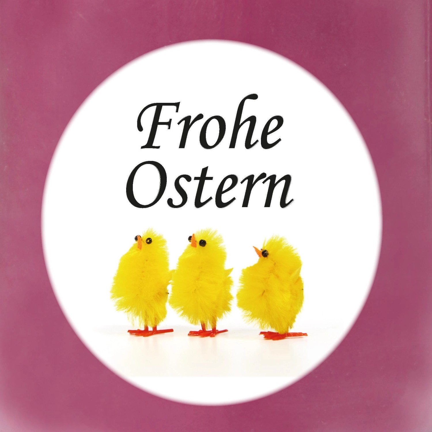 Duftkerze Lavendel im Glas mit Küken-Motiv "Frohe Ostern", Ø10cm.