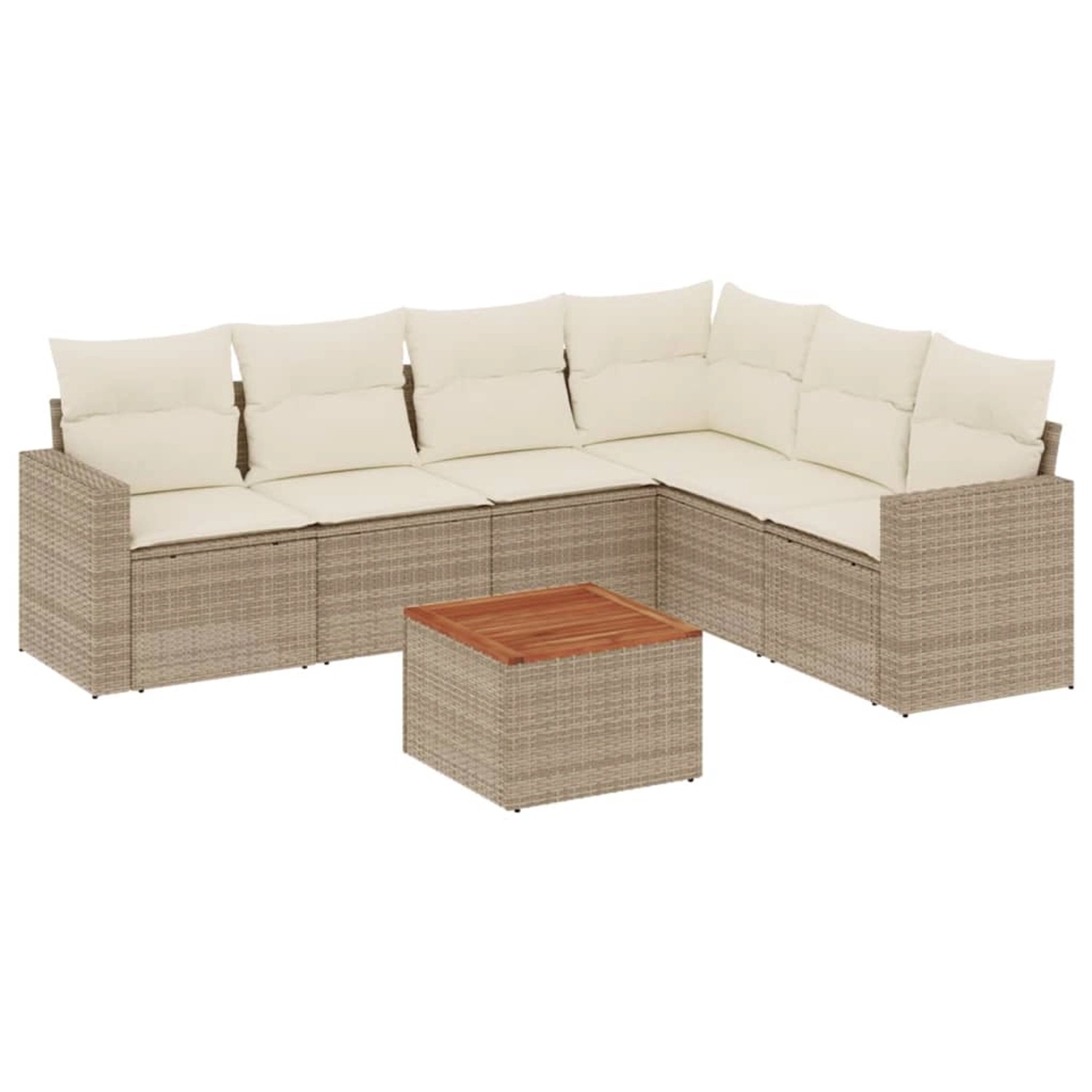 vidaXL 7-Tlg Garten-Sofagarnitur mit Kissen Beige Poly Rattan 3256471 günstig online kaufen