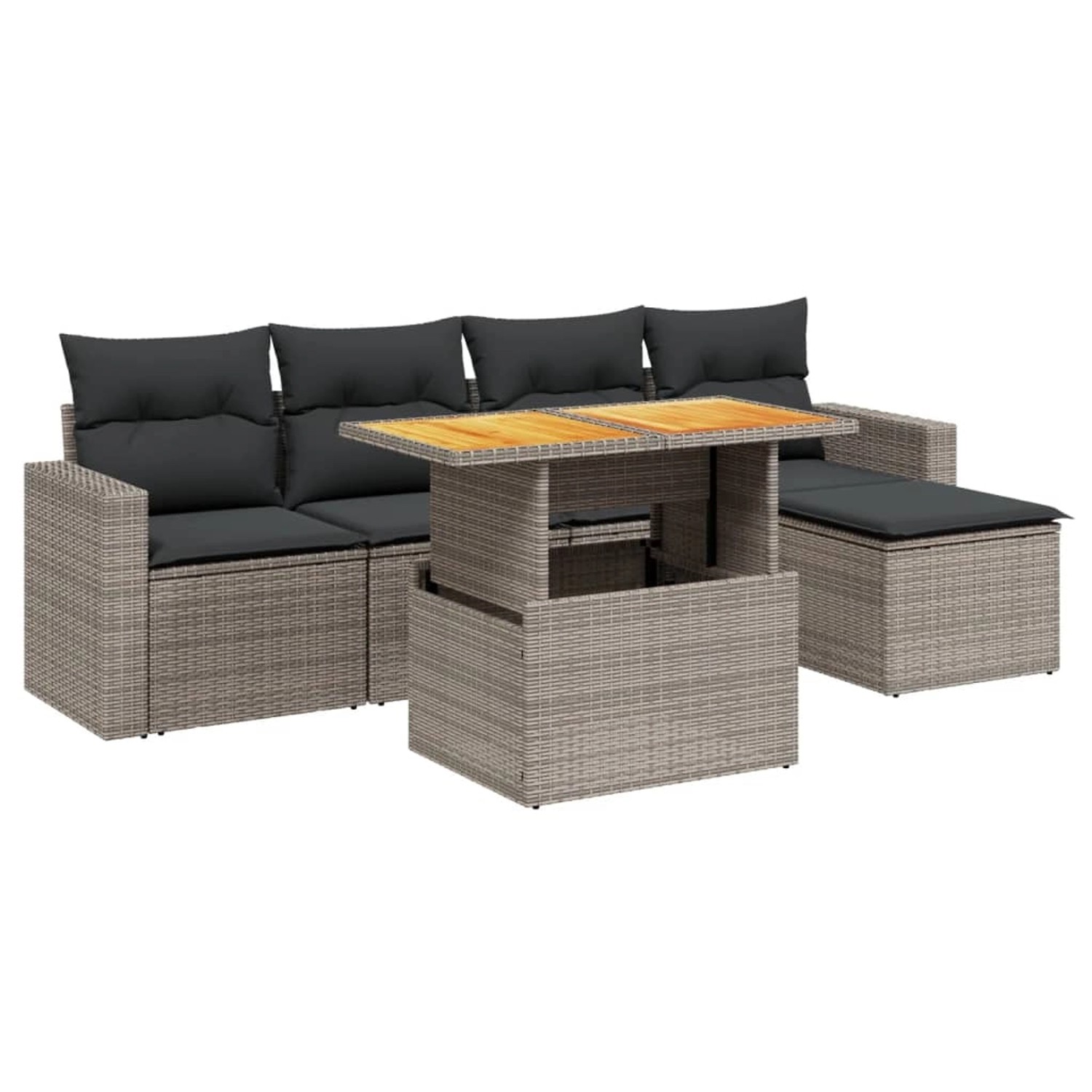 vidaXL 6-Tlg Garten-Sofagarnitur mit Kissen Grau Poly Rattan 3271291 günstig online kaufen