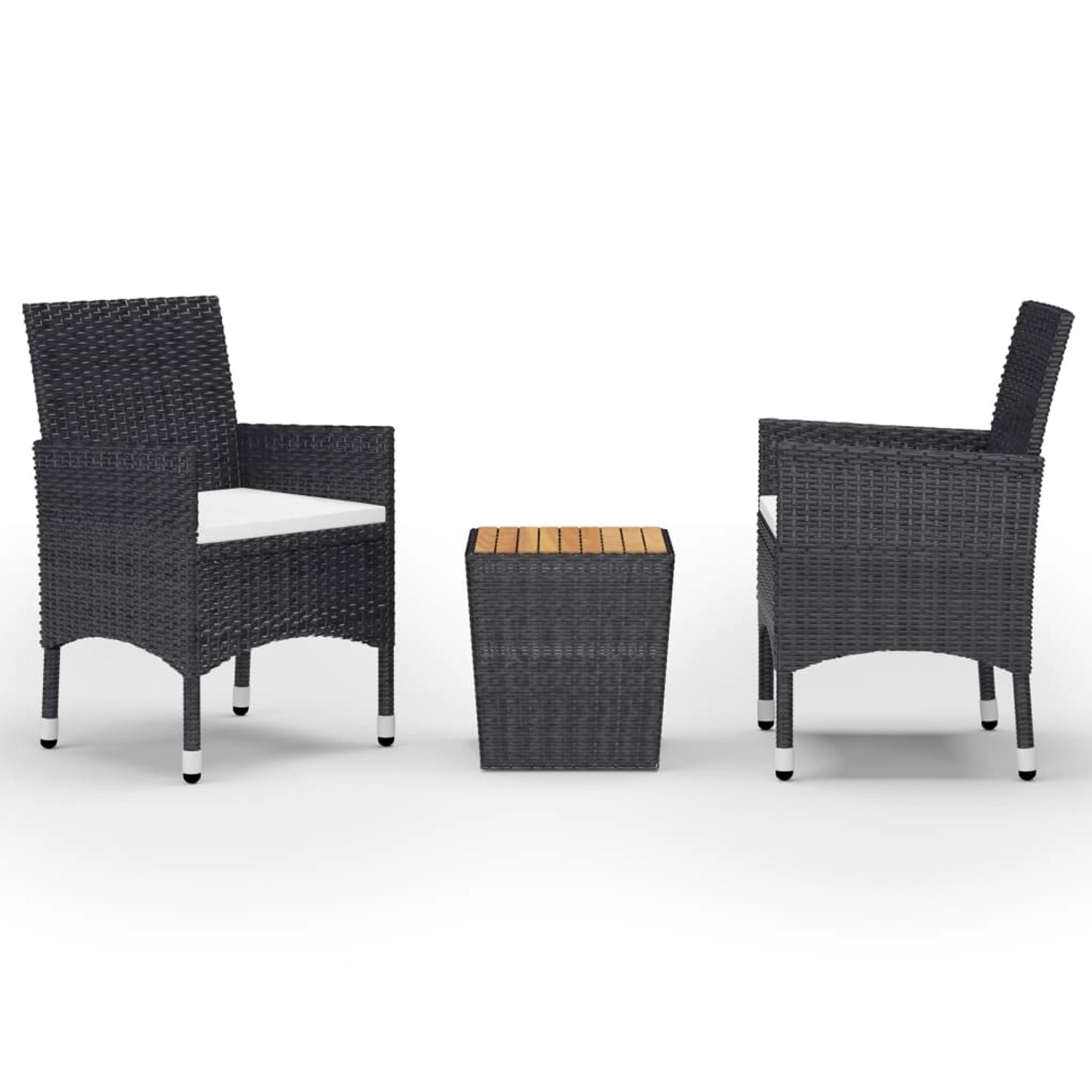 vidaXL 3-Tlg Bistro-Set Poly Rattan und Massivholz Schwarz 3095935 günstig online kaufen