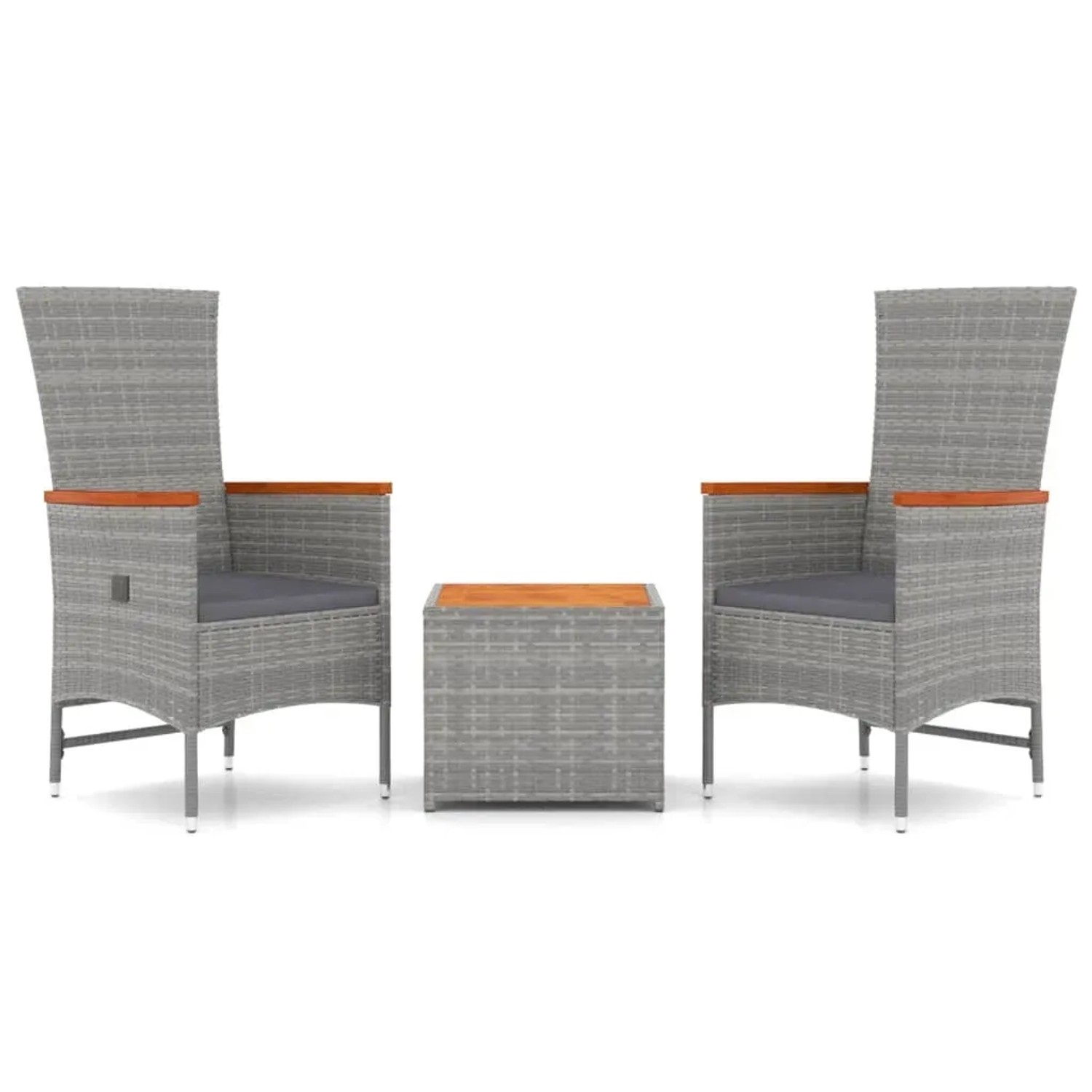 vidaXL 3-Tlg Garten-Lounge-Set Grau Poly Rattan Massivholz Akazie 3157653