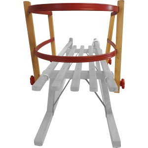 Rudisport Rückenlehne aus Kunststoff für Schlitten, rot, mit Befestigungshaken.
