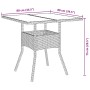vidaXL Garten Essgruppe, 5-tlg, grau, Poly Rattan, Tisch mit Maßen.