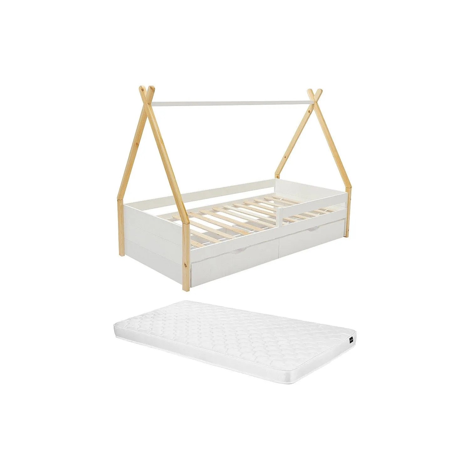 Vente-unique Tipibett Luanco Naturfarben Hell  Weiß 199.5 cm
