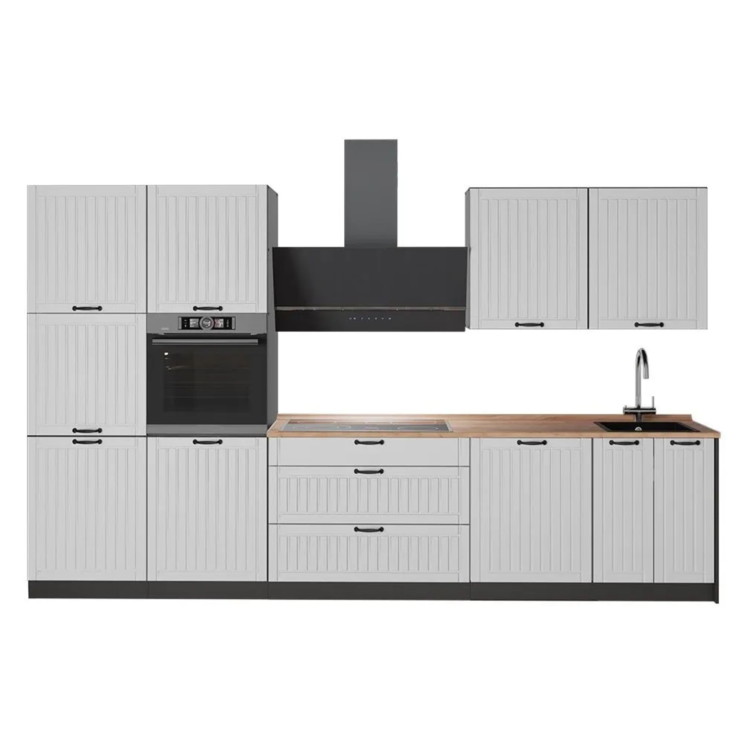 Vicco Küchenzeile Fame-Line Weiß Landhaus/Anthrazit 340 x 207 AP Eiche Art Nr 64582
