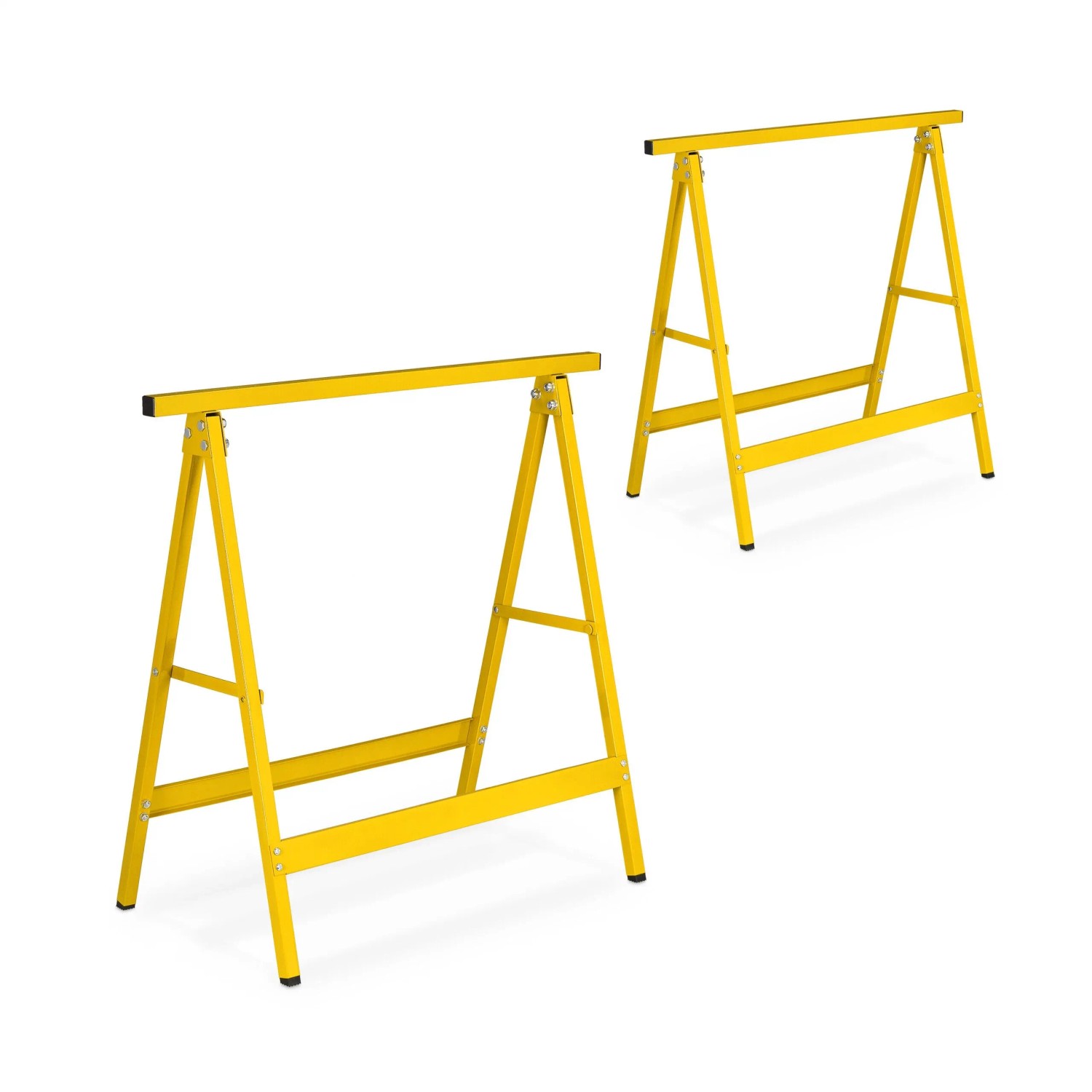 Relaxdays Arbeitsbock 2er Set Stahl Gelb Klappbar 74 cm x 78 cm x 40 cm 2,6 kg