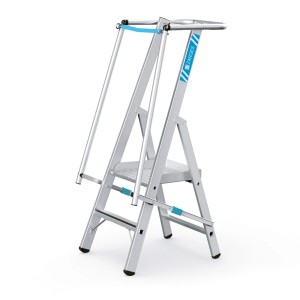 Zarges Stufenleiter ZAP Safemaster S mit 2 Stufen und großer Plattform, Sicherheitskäfig.