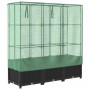 vidaXL Hochbeet mit Gewächshaus-Aufsatz, Rattan-Optik, 120x40x138 cm. Schwarzes Beet mit grünem Netz.