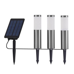Lindby 3er Set LED Solarleuchten Lexiane 9929006 Spritzwassergeschützt Modern in Alu aus Edelstahl 3-flammig