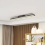 Moderne, dimmbare LED Smart Home Deckenlampe Leicy in Schwarz mit Leselampe.