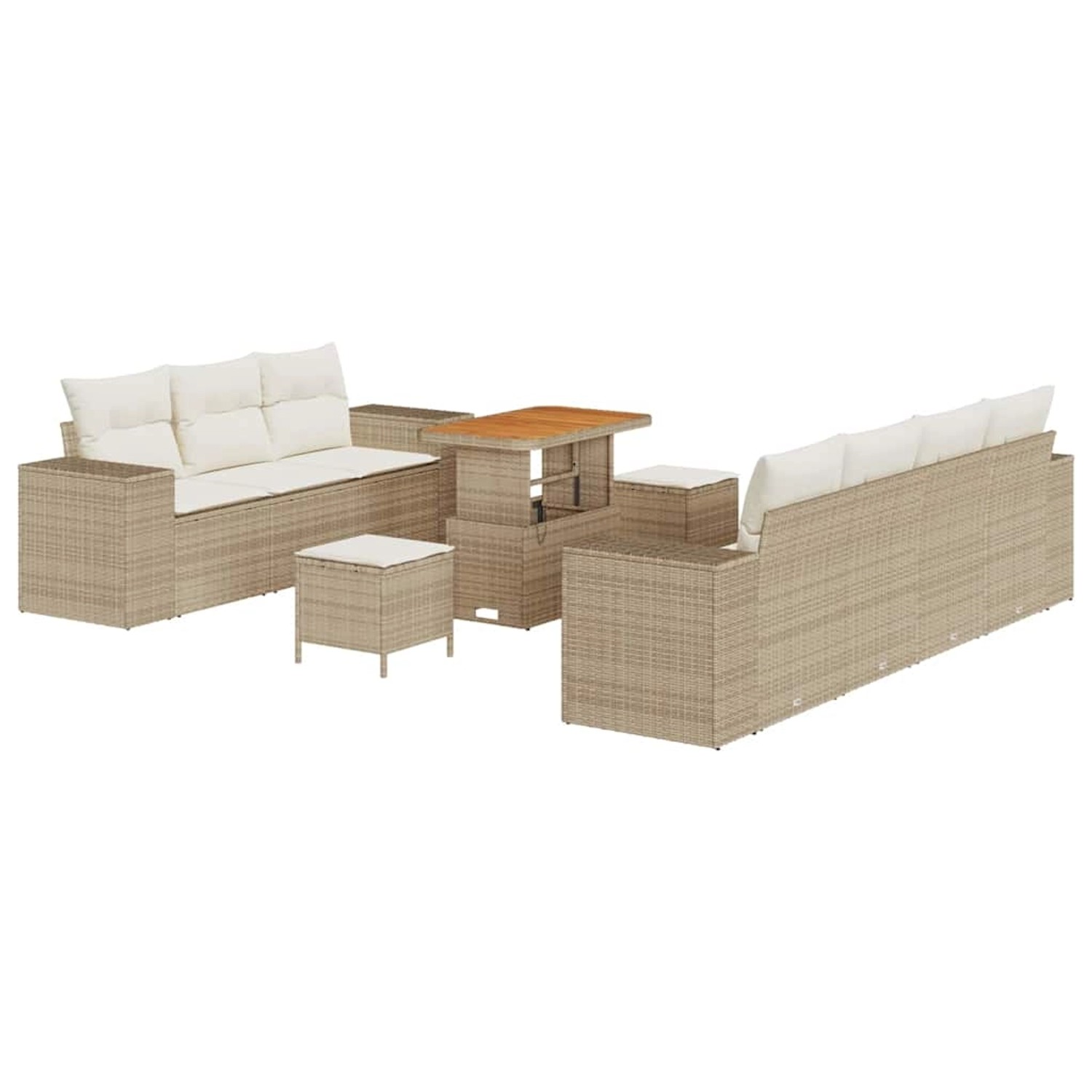 vidaXL Garten-Sofa-Set 10-Tlg Beige Poly Rattan 3361971 günstig online kaufen