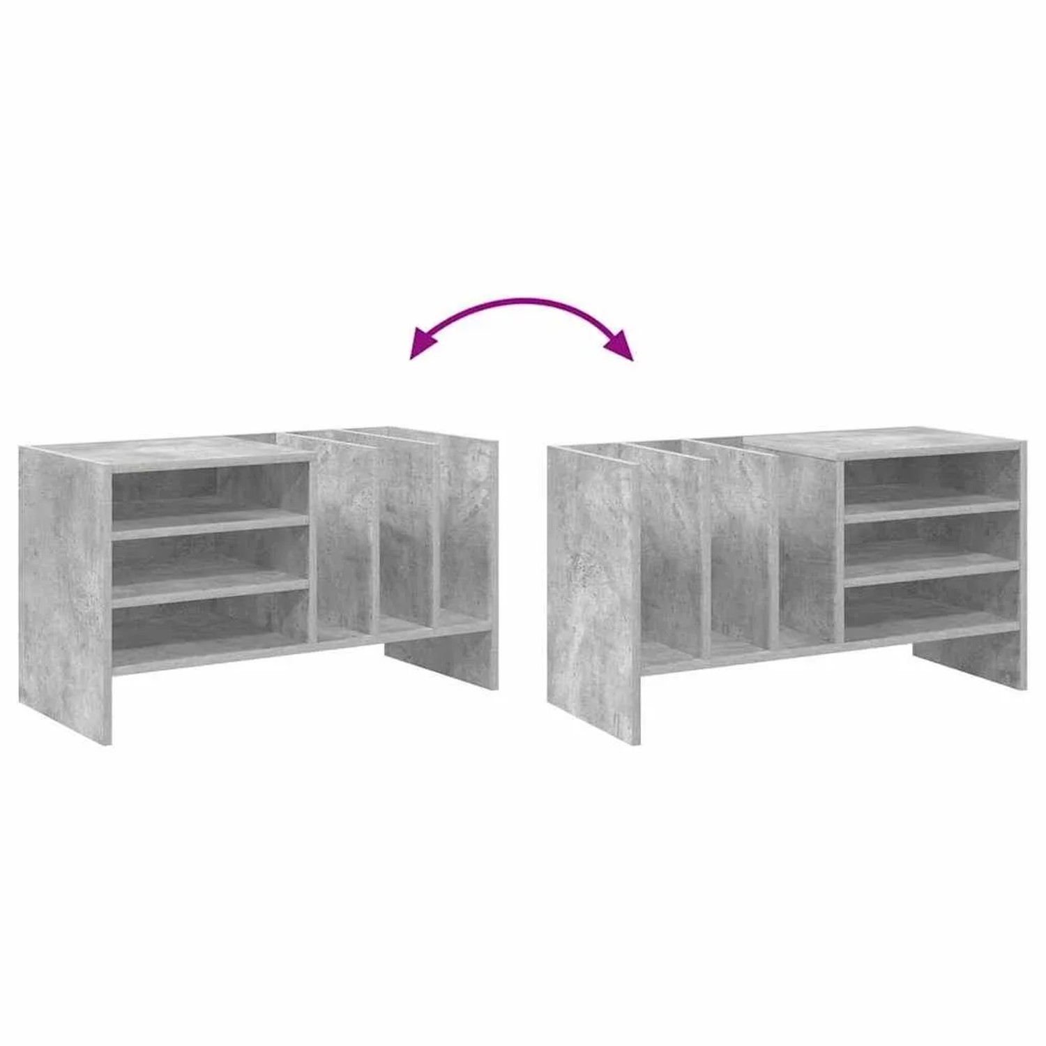 vidaXL Schallplattenschrank Beton Grau 78,5 x 35 x 45 cm Holzwerkstoff 891075_10