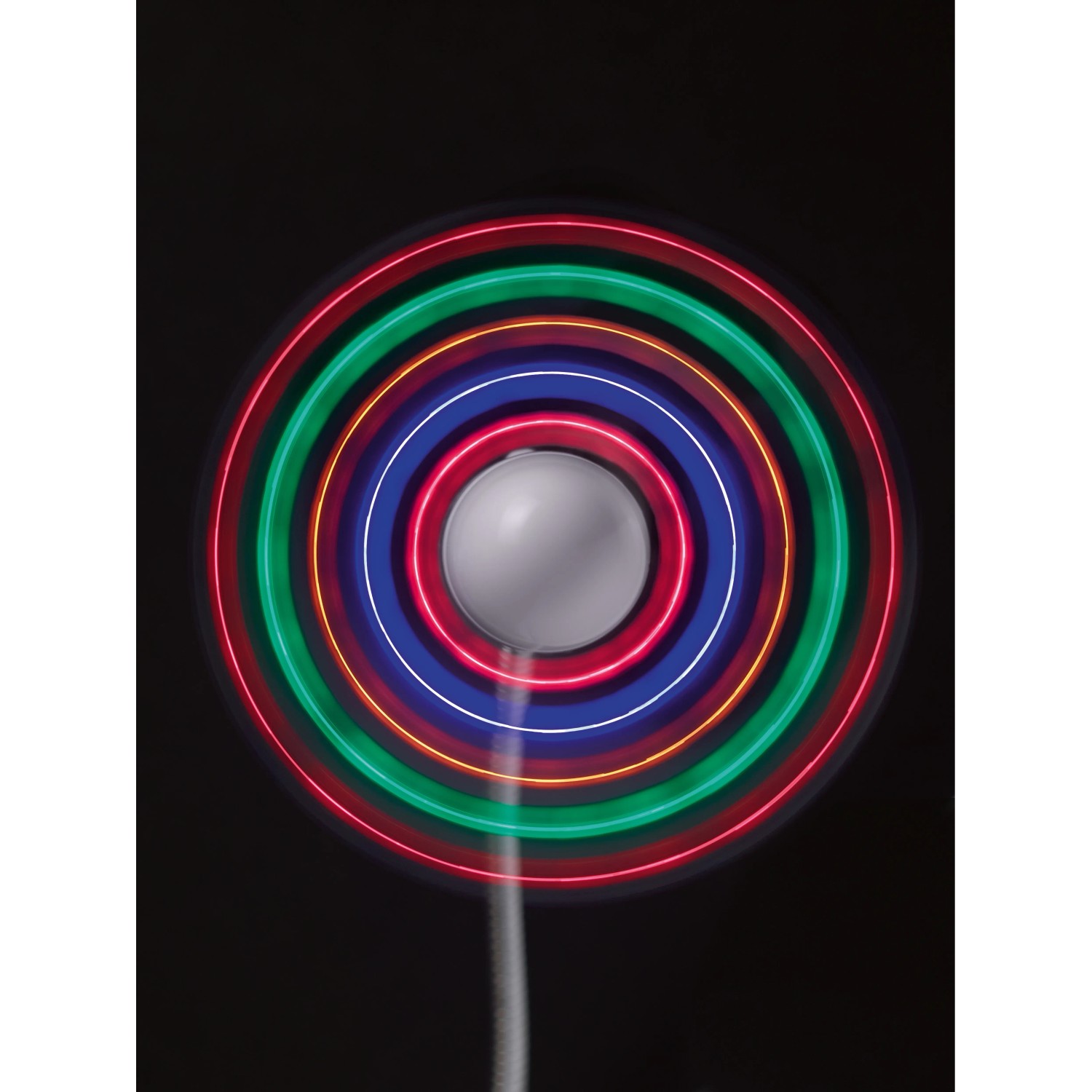 Weißer CMI USB-Ventilator (Ø 8,5 cm) mit bunten LED-Lichtern.