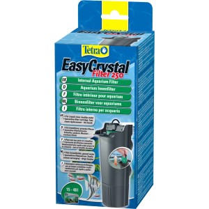Tetra Easy Crystal 250 Innenfilter für Aquarien von 15-40l. Verpackung mit Filter und Hinweisen.