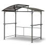 Leco Grillpavillon mit Polycarbonat-Dach, anthrazitfarben, mit Ablagetischen.