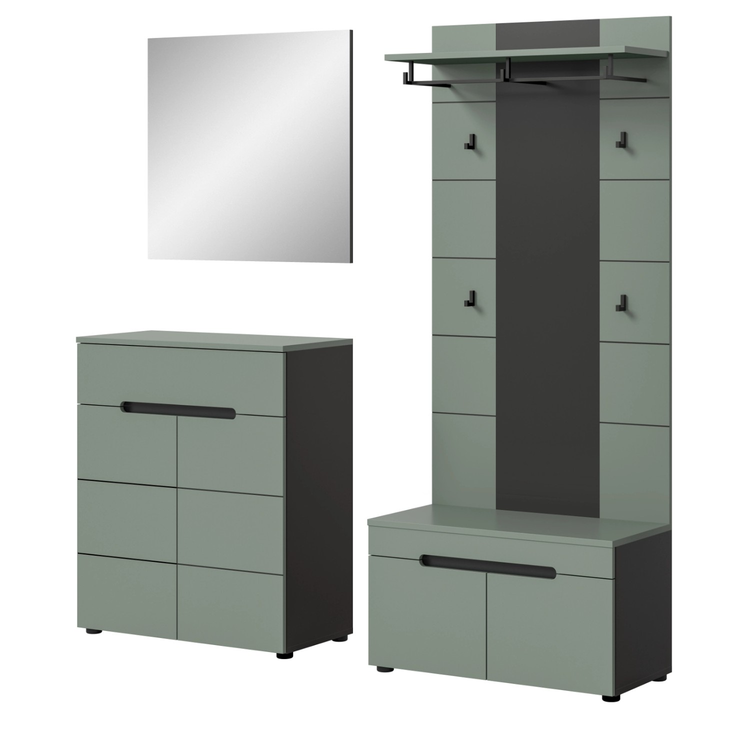 Inn.Furn Garderoben-Set 4-teilig in Salbei und Grau 175 cm Cooper günstig online kaufen