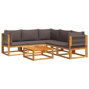 vidaXL 6-Tlg Gartensofa-Set mit Kissen Holz Akazie & Seil 3278828