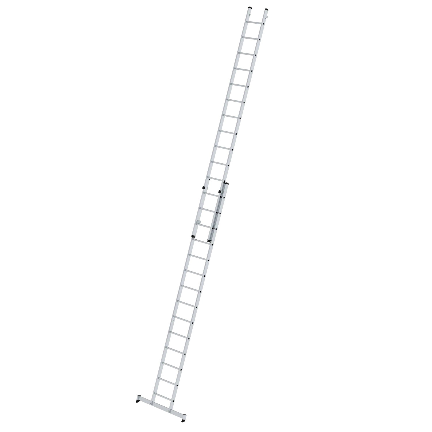 PROREGAL 2-teilige Sprossen-Mehrzweckleiter mit Traverse, 2x14 Sprossen, aus Aluminium.