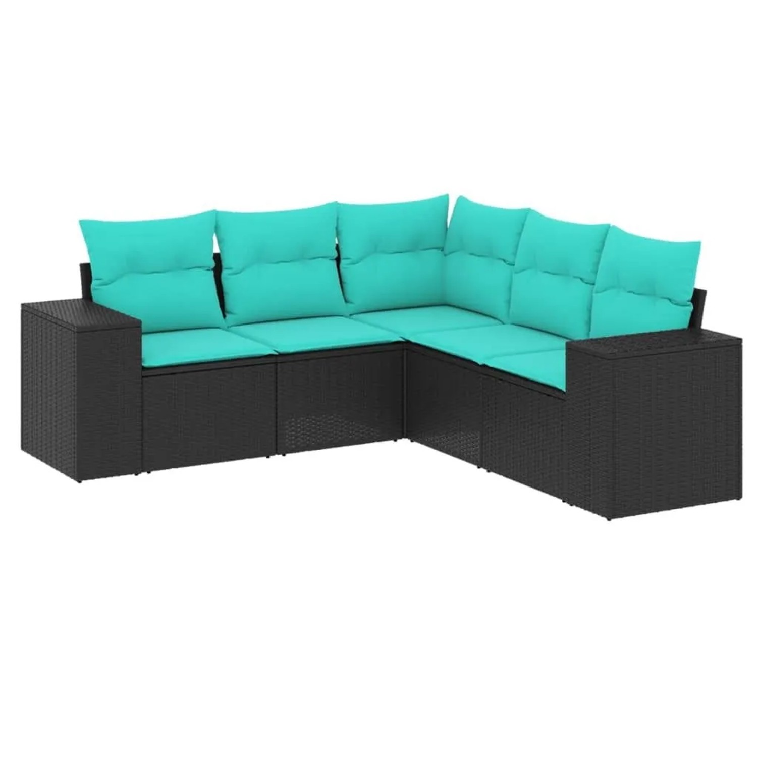 vidaXL 5-Tlg Gartensofa-Set mit Kissen Schwarz Polyrattan 3222546 günstig online kaufen